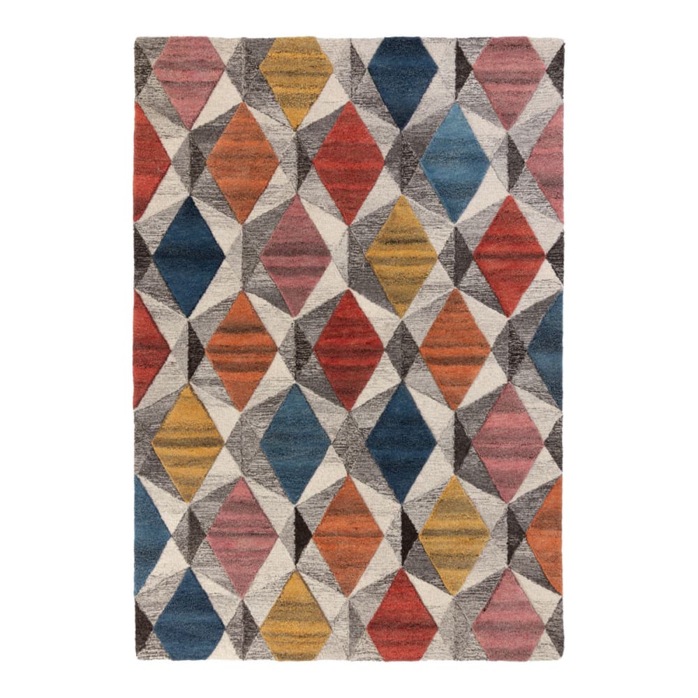 Flair Rugs Tapis géométrique design en laine multicolore 160x230