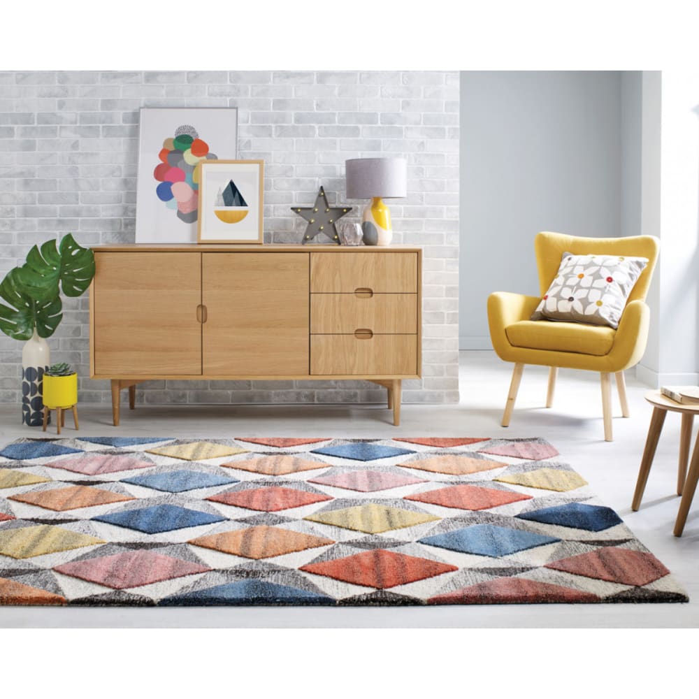 Tapis géométrique design en laine multicolore 160x230 - Maisons du Monde
