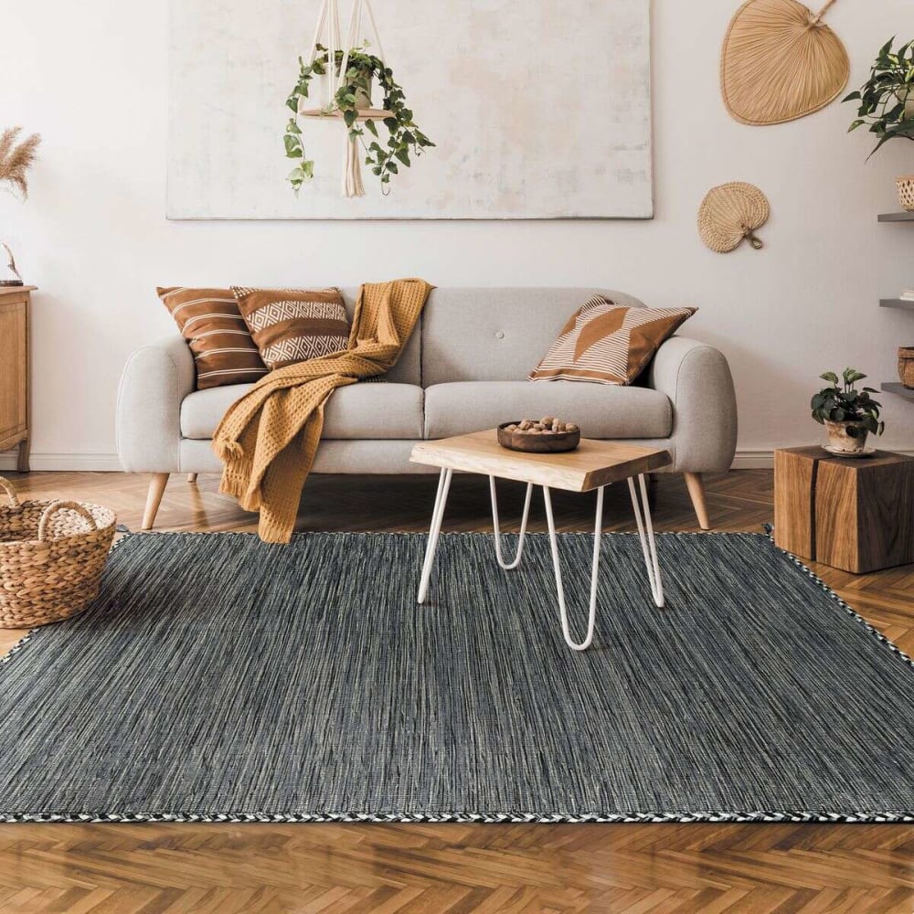 Tapis 100% coton tissé et tressé gris 160x230 — vue 3