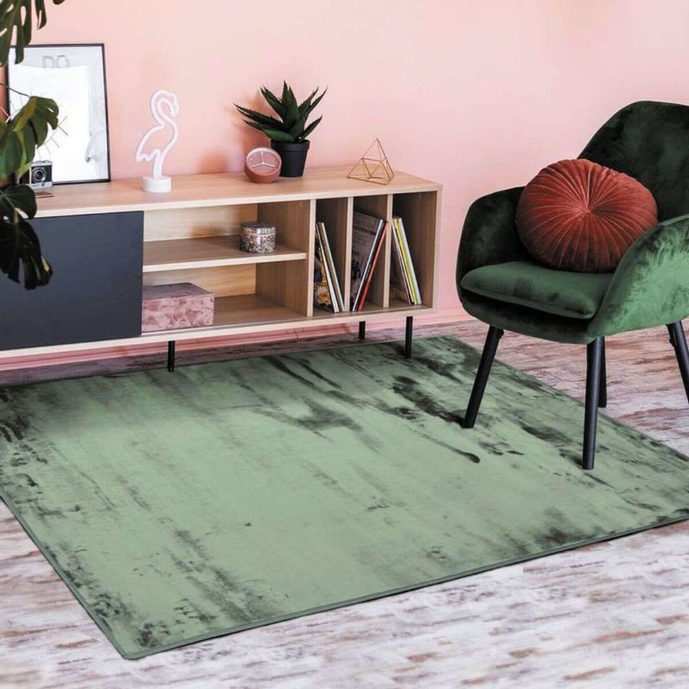 Tapis extra-doux effet velours vert foncé 120x170 — vue 3