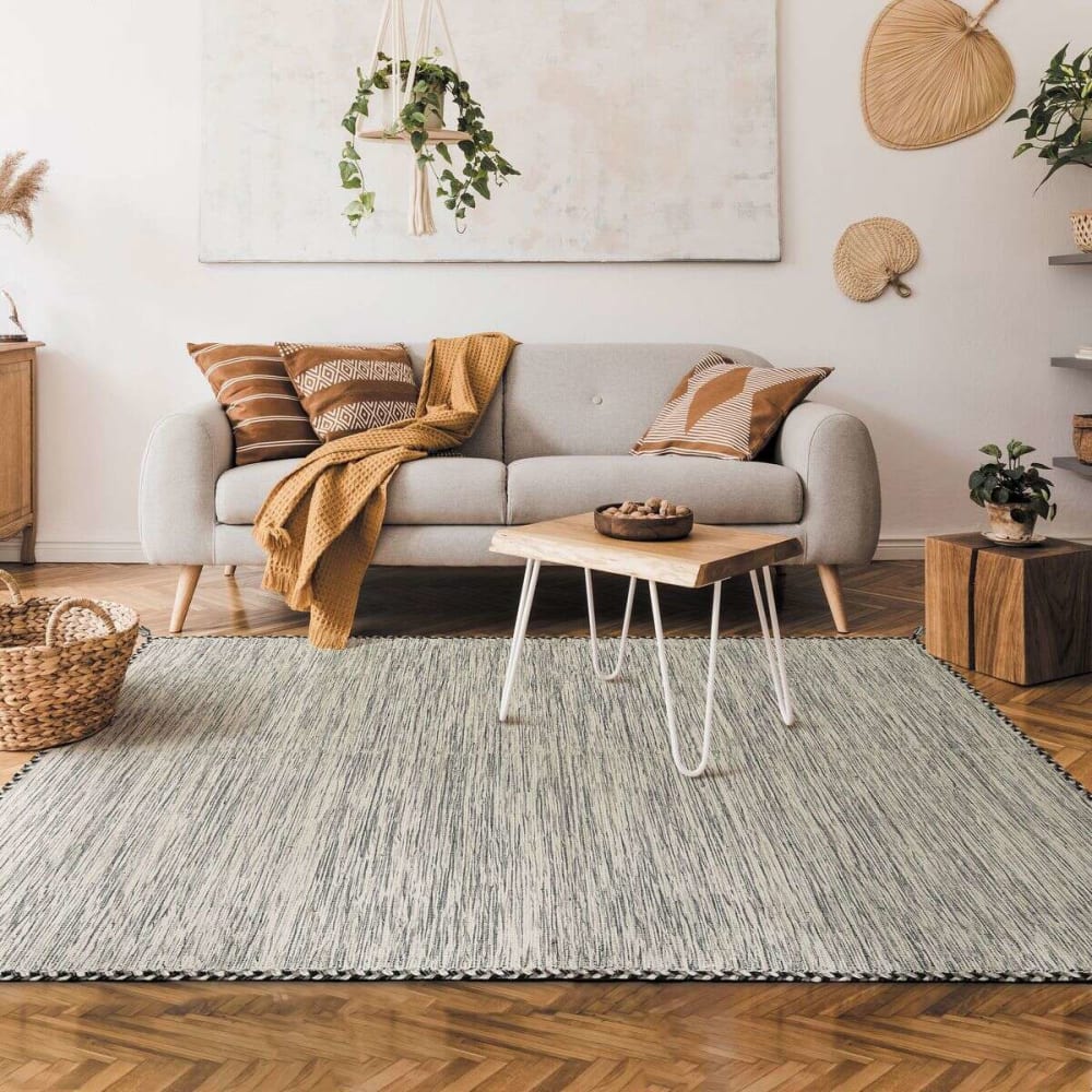 Tapis en coton tissé et tressé blanc 160x230 — vue 3