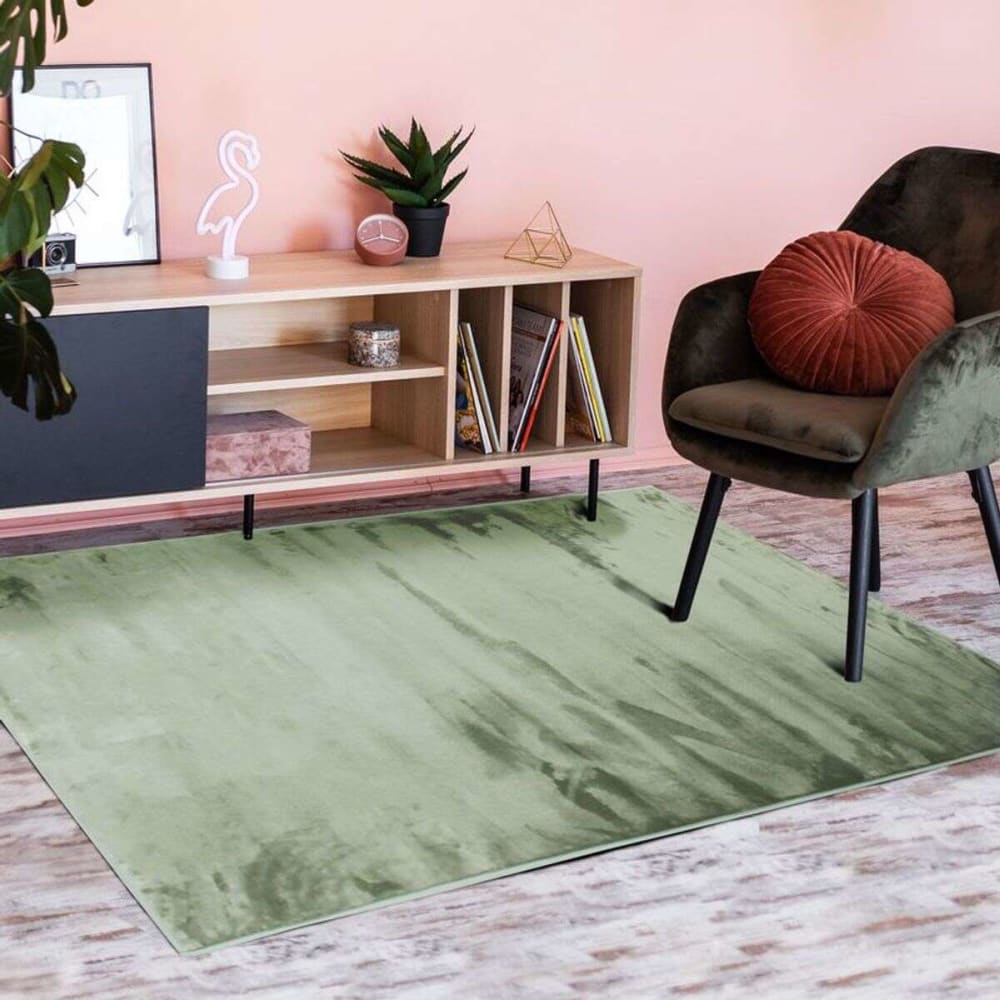 Tapis extra-doux effet velours vert clair 120x170 — vue 3