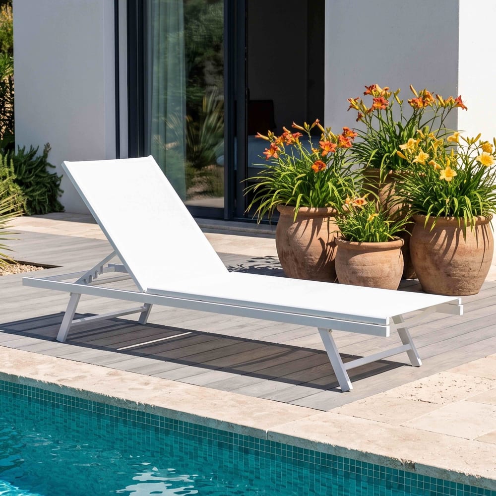 Bain de soleil pliant en aluminium blanc