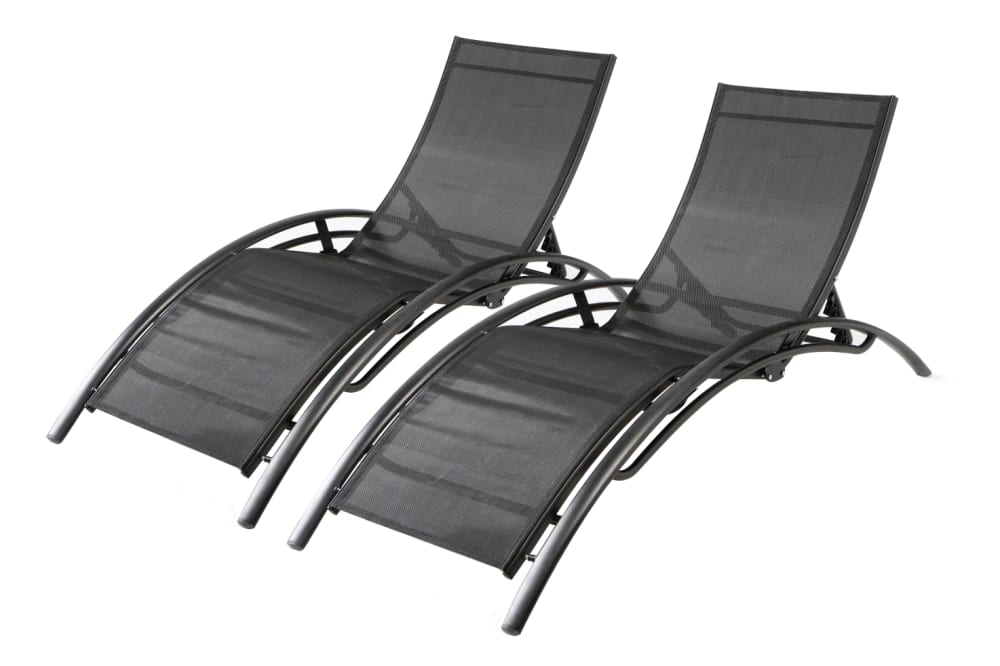 Set di 2 sdraio regolabili in alluminio e textilene nero/nero -