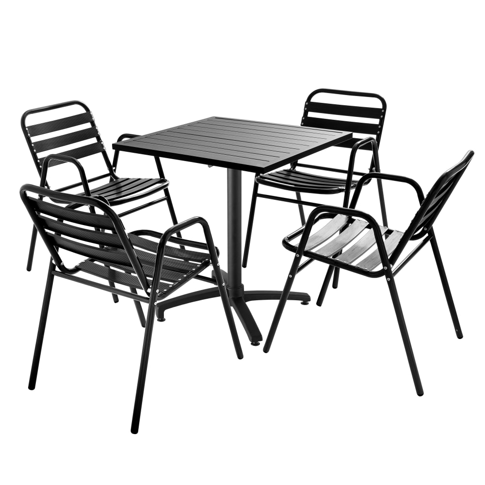 Table de jardin bistrot 4 places en aluminium anthracite