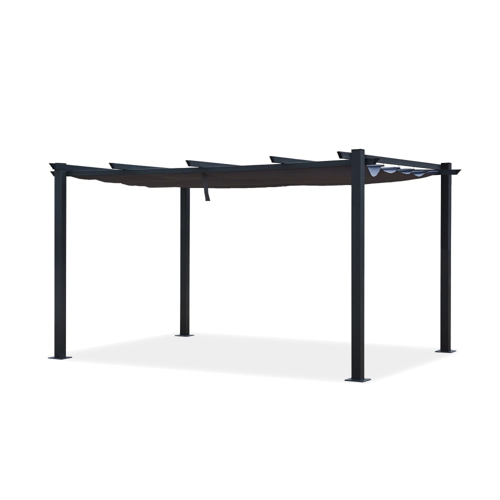 Tonnelle 3x4m avec toile rétractable en aluminium gris