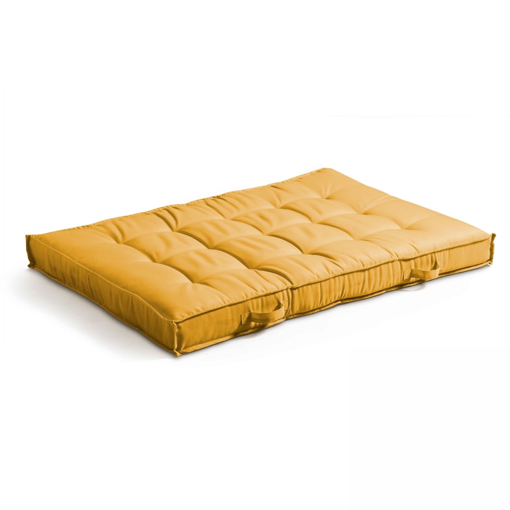 Coussin matelassé pour palette jaune 120x80