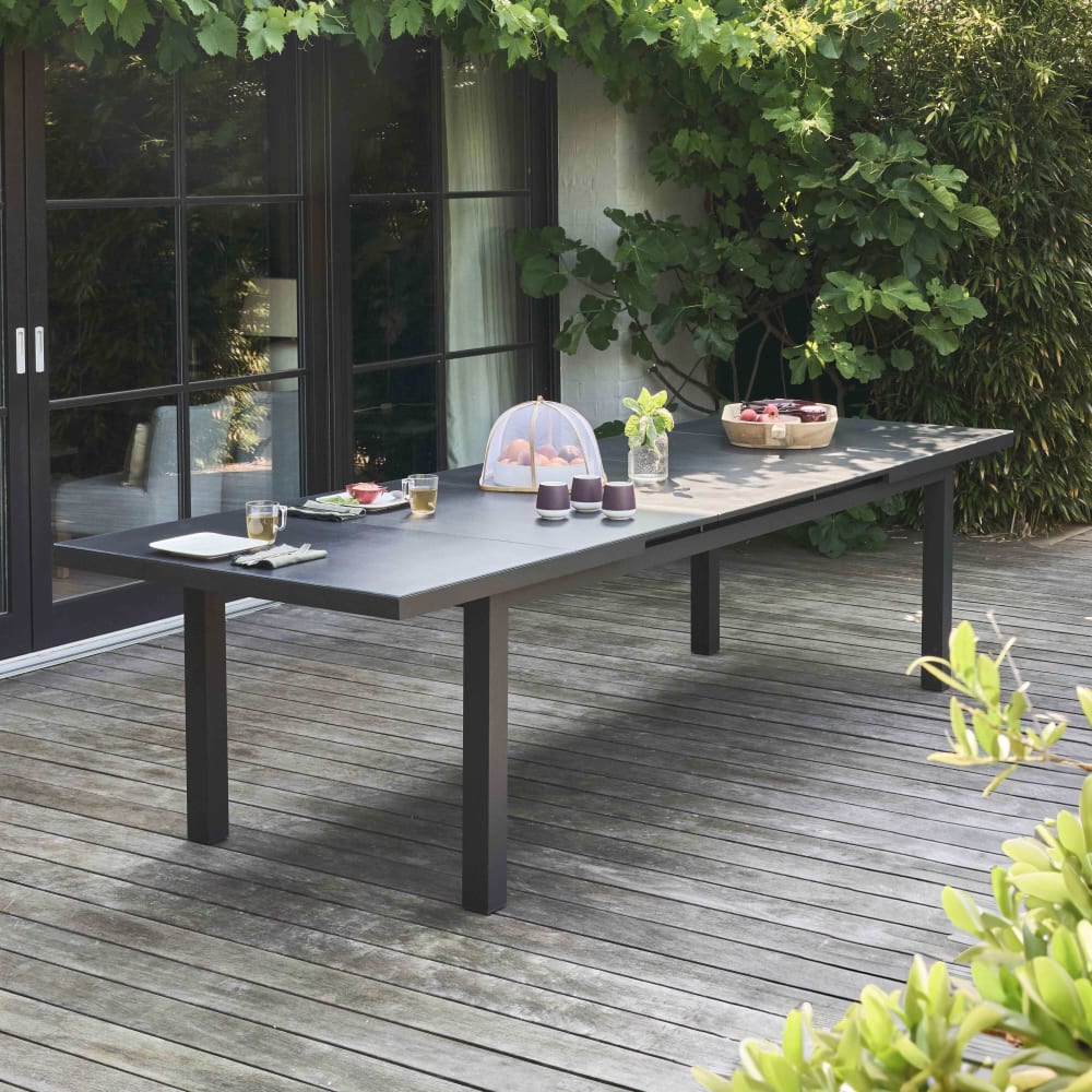 Table de jardin extensible en aluminium gris 10 places - Maisons du Monde