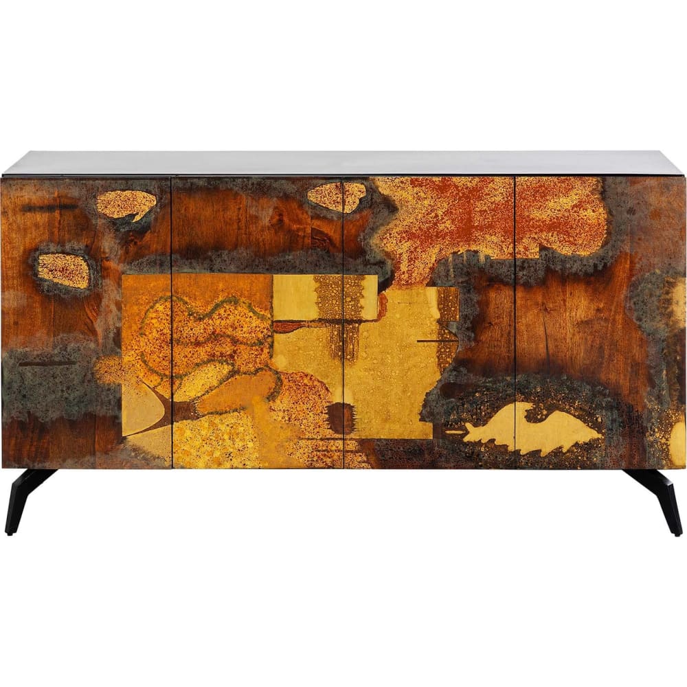 Buffet 4 portes en acier et manguier massif