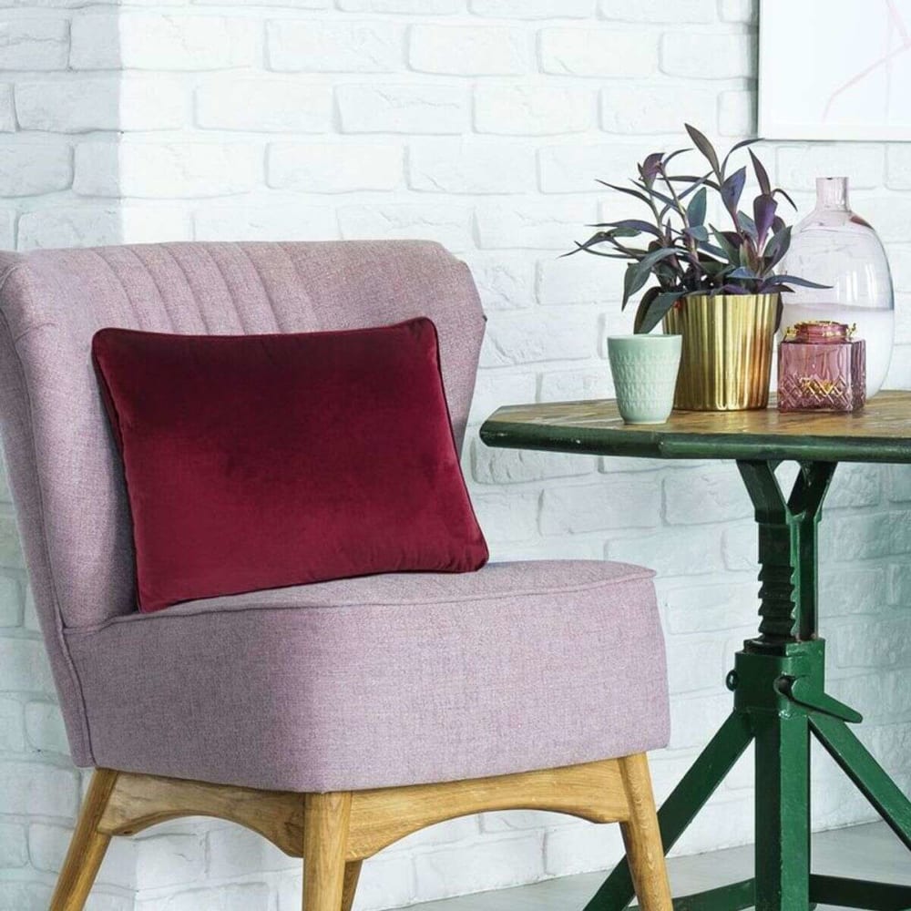 Coussin en velours rouge bourgogne 60x40