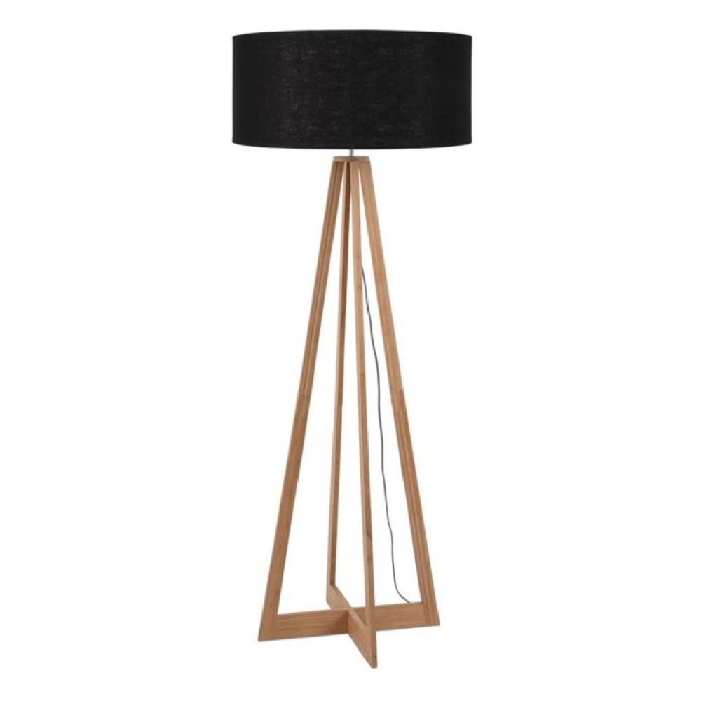 Lampadaire bambou et lin naturel noir H127cm