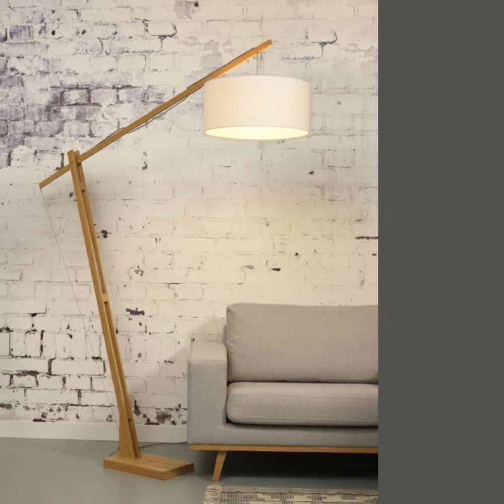 Lampadaire bambou/lin blanc H207cm — vue 3