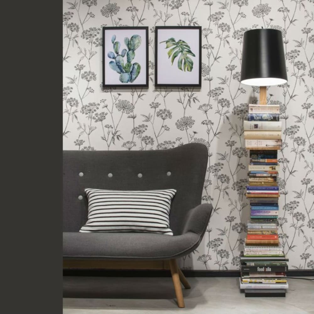 Lampadaire avec étagères métal/bois noir H168cm — vue 3