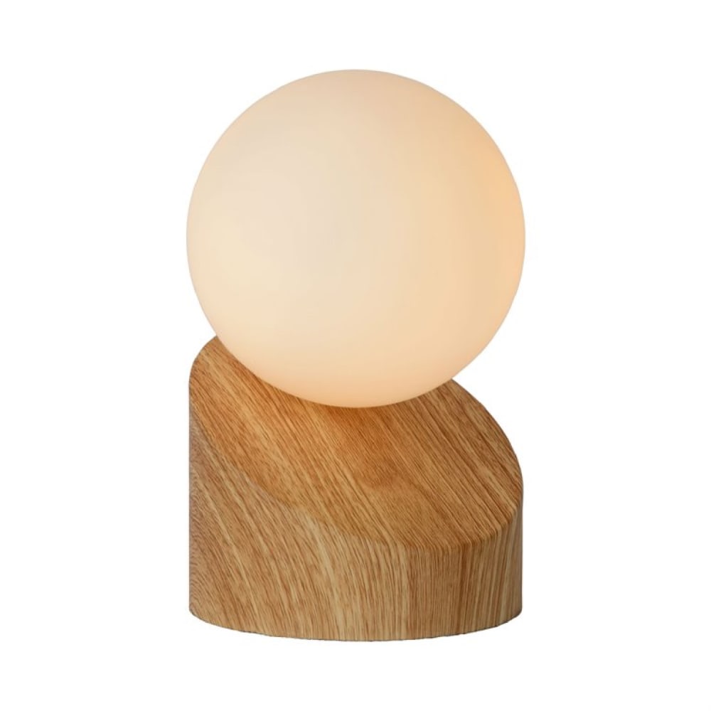 Lámpara interruptor táctil vidrio imitación madera claro diám:10cm