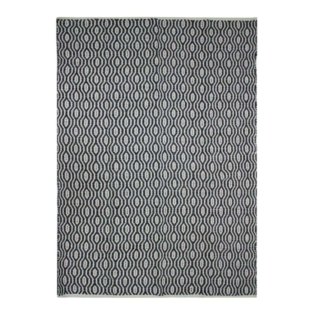 Tapis en coton géométrique écru-noir 120x170