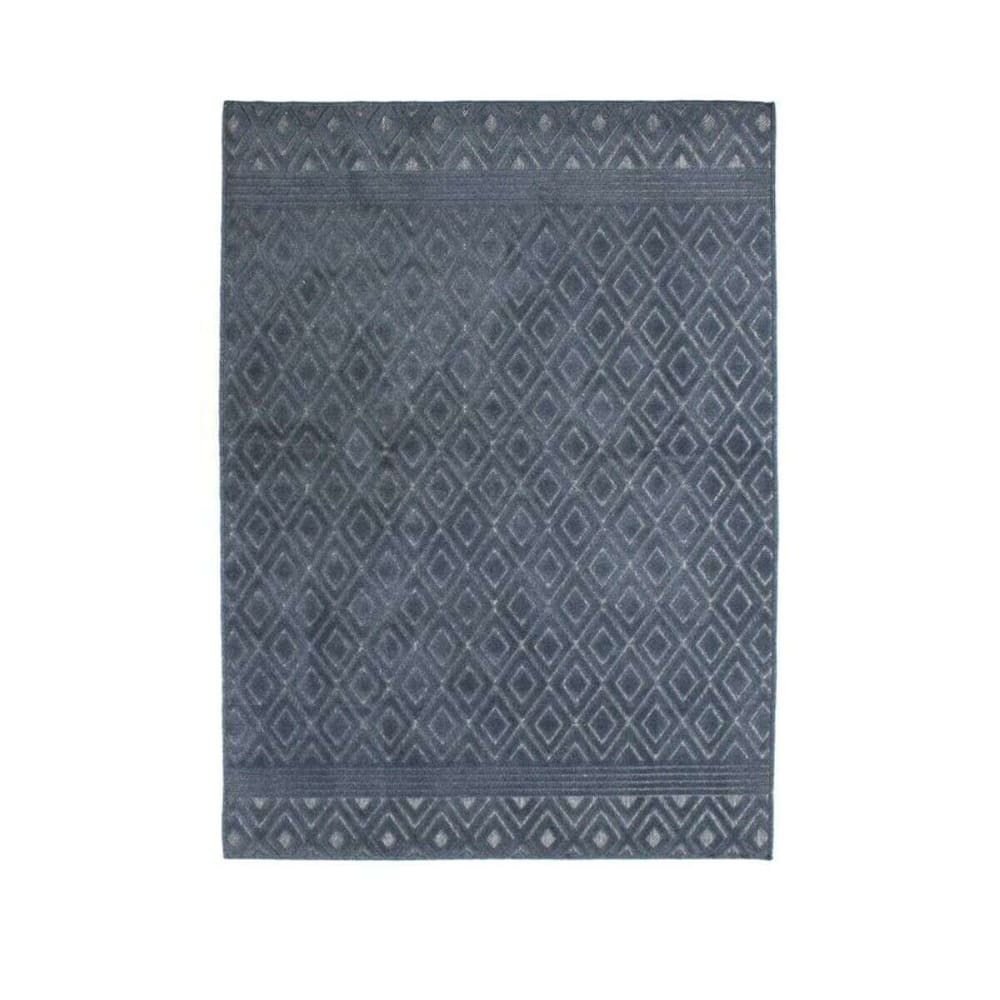 Tappeto con motivo a rombi blu 133x180 - The Deco Factory