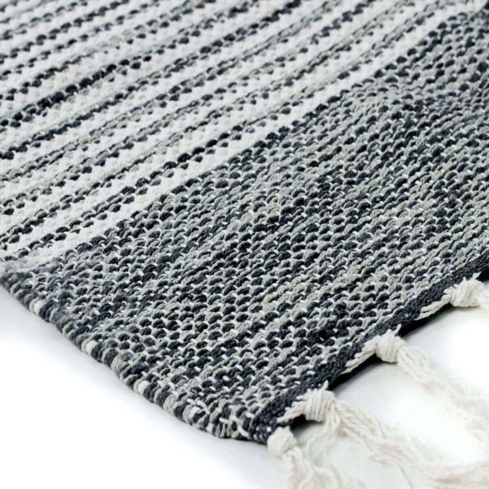 Tapis en coton bandes noir-gris-blanc 120x170 — vue 4
