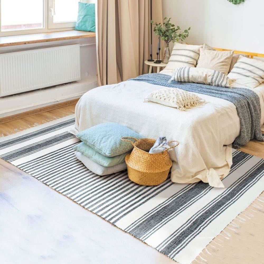 Tapis en coton lignes gris-blanc 160x230 — vue 3