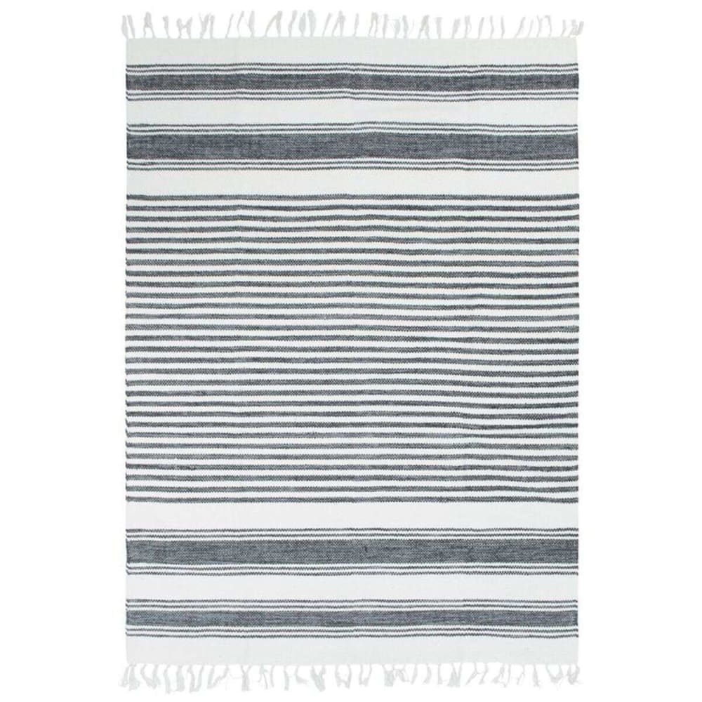 Tapis en coton lignes gris-blanc 120x170