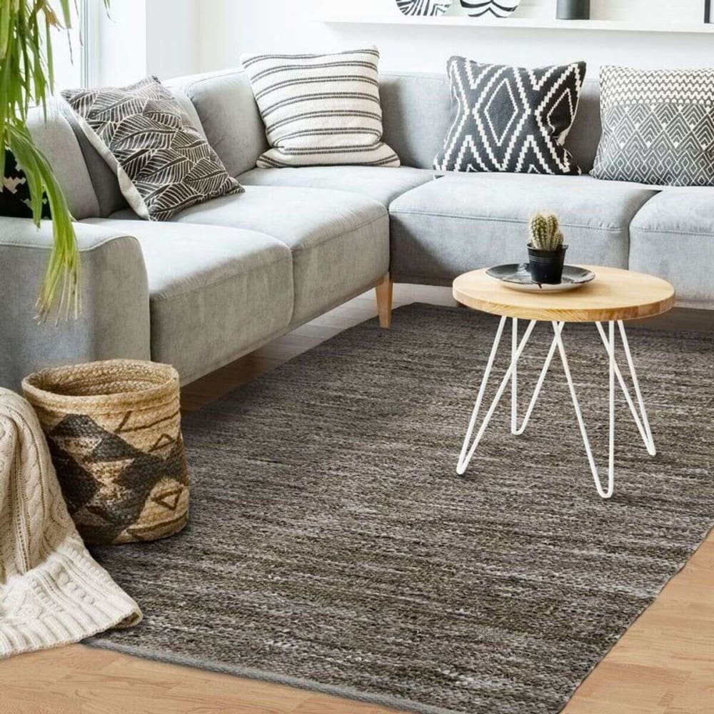 Tapis en cuir tressé taupe 160x230 — vue 3