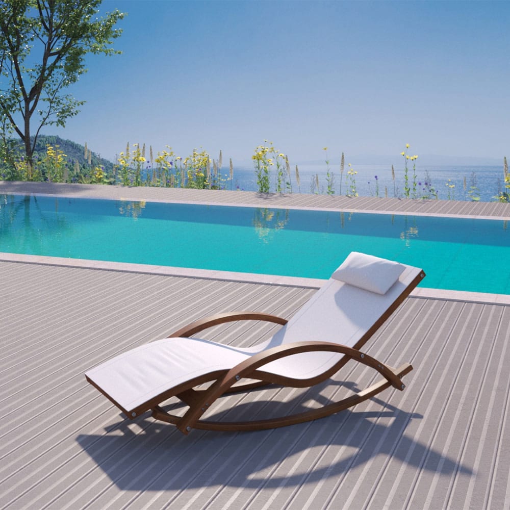 Transat à bascule en bois écru