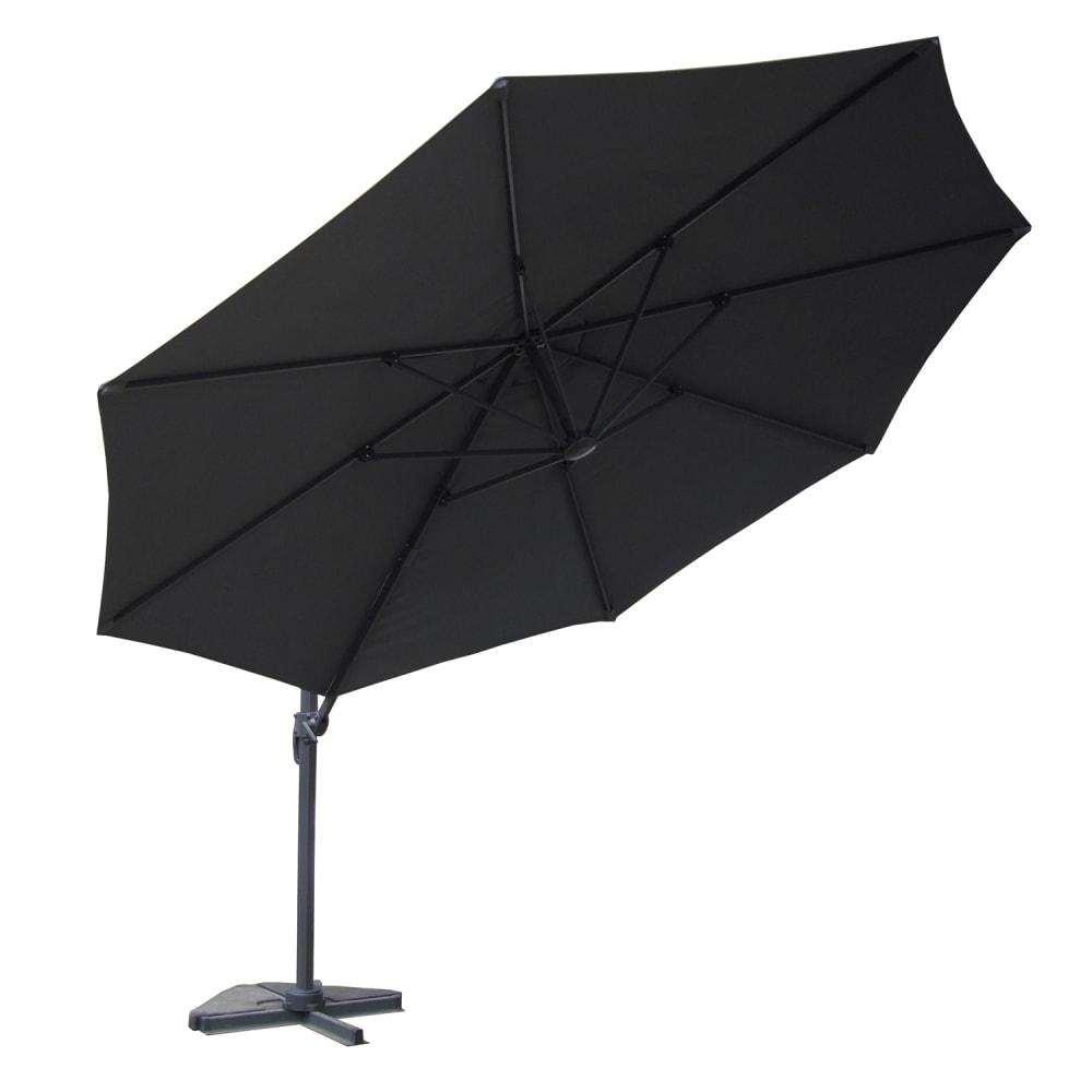 Parasol gris déporté rond 3,5 x 3,5 m rotatif à 360