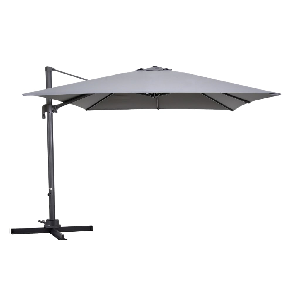 Parasol déporté rotatif carré 3x3m en aluminium gris