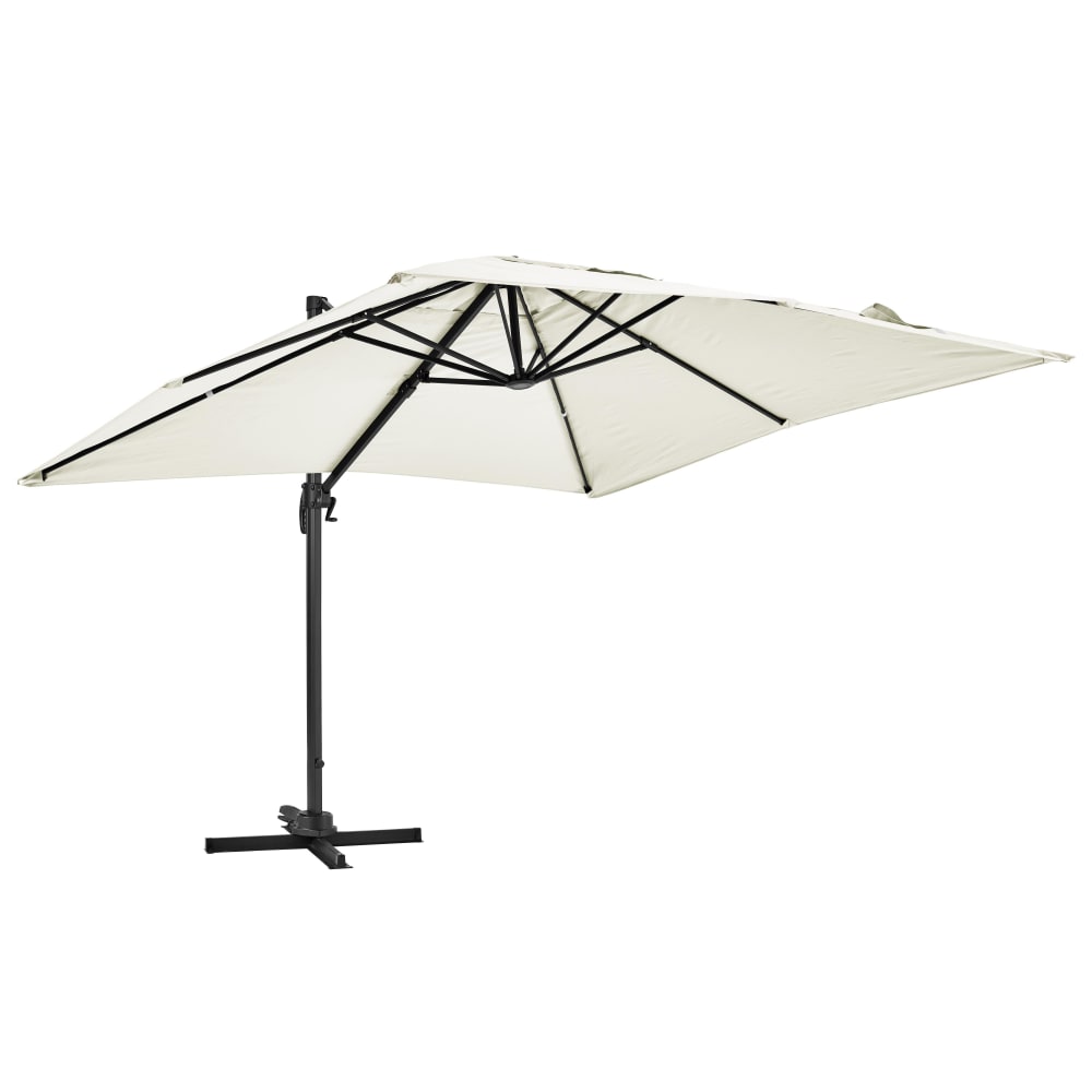 Parasol déporté rotatif carré 3x3m en aluminium écru
