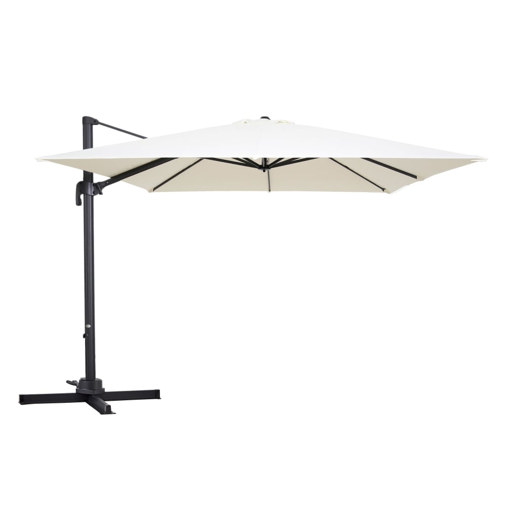 Parasol déporté rotatif carré 3x3m en aluminium écru