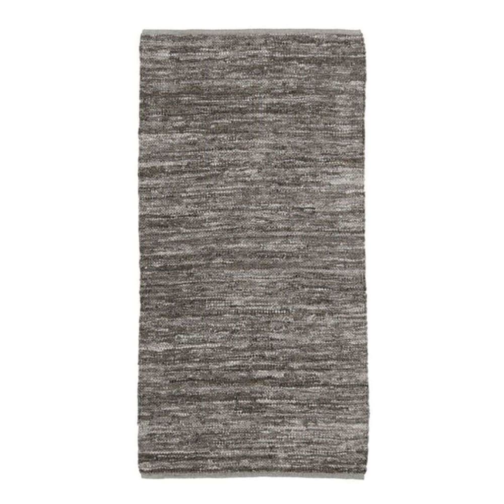 Tapis en cuir tressé gris taupe 60x120
