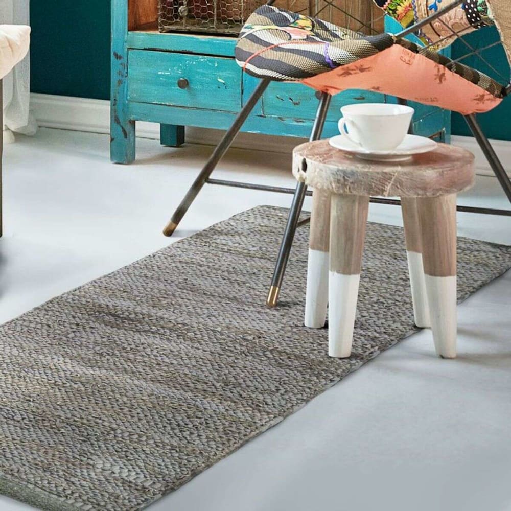 Tapis en cuir tressé gris taupe 60x120 — vue 3