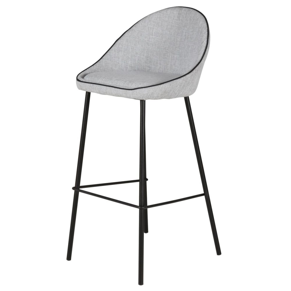 Chaise plan de travail design tissu gris clair surpiqué noir h 65cm