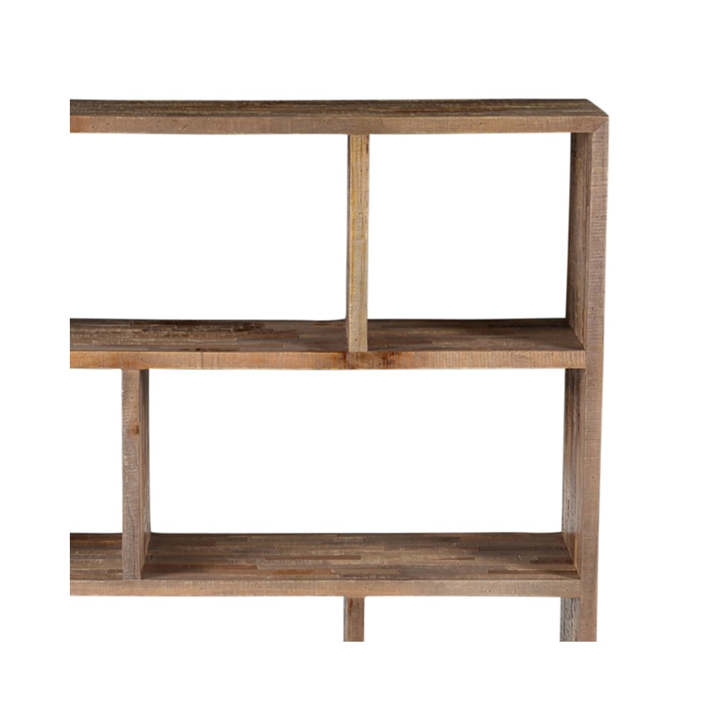 Bibliothèque en teck recyclé et métal 120 cm 6 niches WOODY