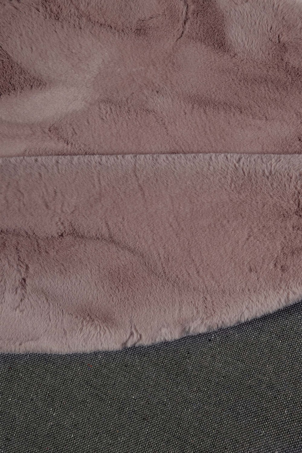 Tapis imitation fourrure lapin doux tufté rose rond Ø100 — vue 4
