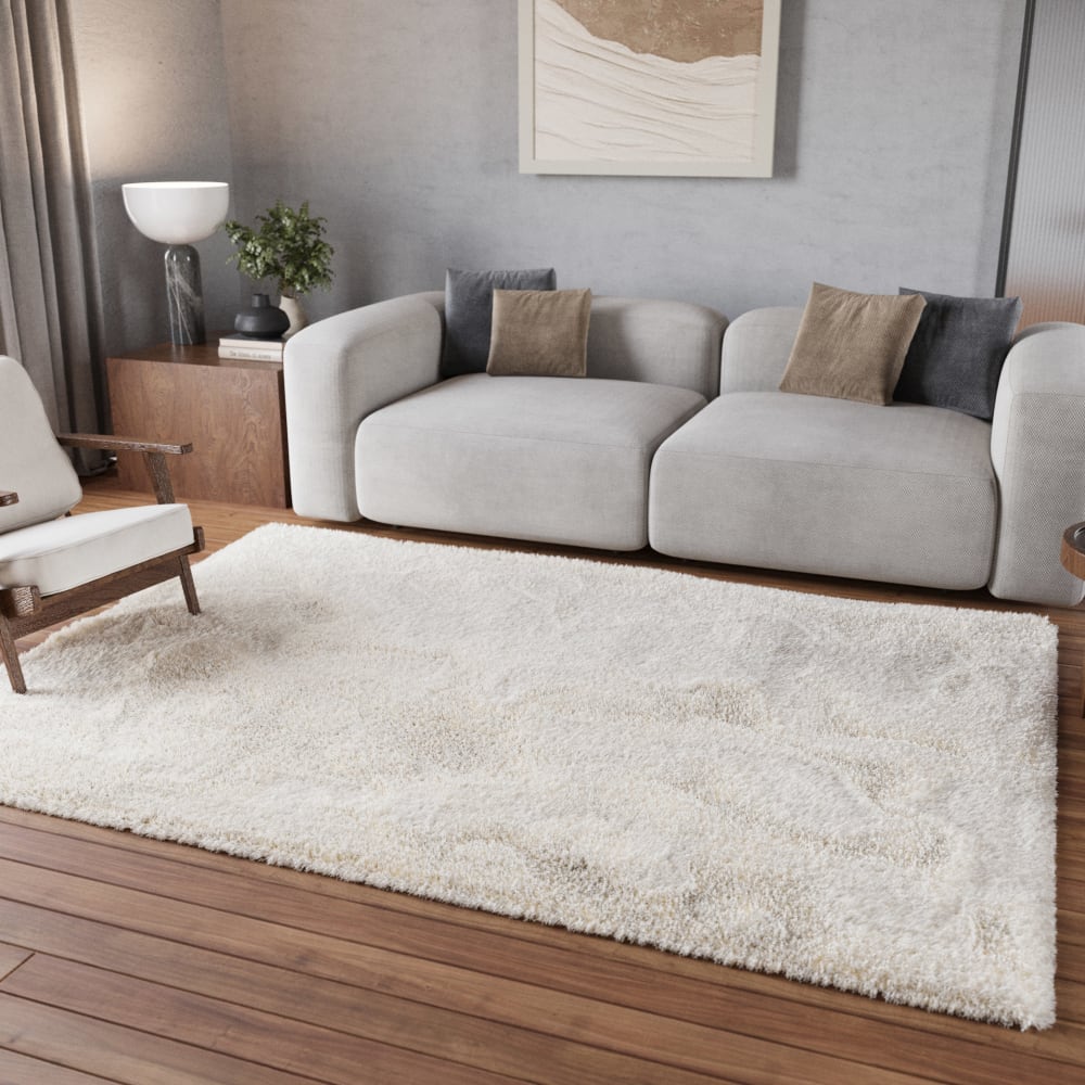Teppich creme weiß Hochflor sehr kuschelig & flauschig 200x290 -