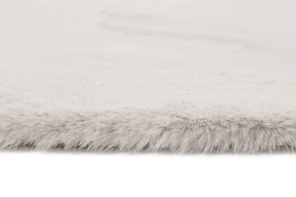 Tapis imitation fourrure lapin doux gris clair rond D200 — vue 4