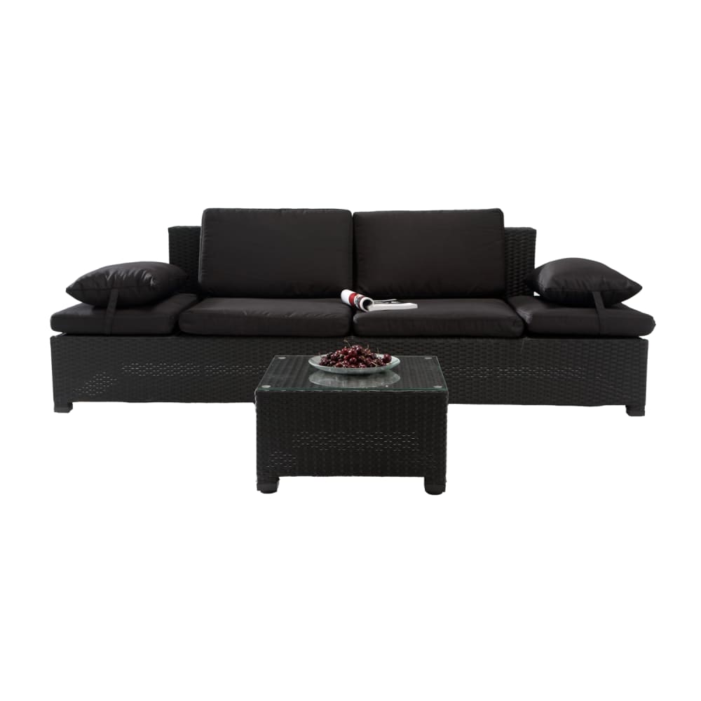 Salon de jardin en résine tressée noir - Maisons du Monde
