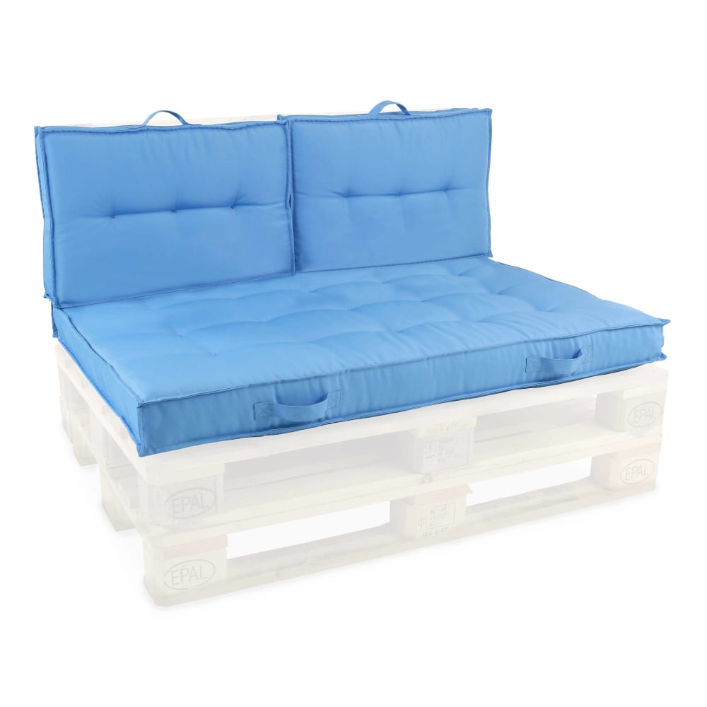 Coussins pour palette matelassés bleu