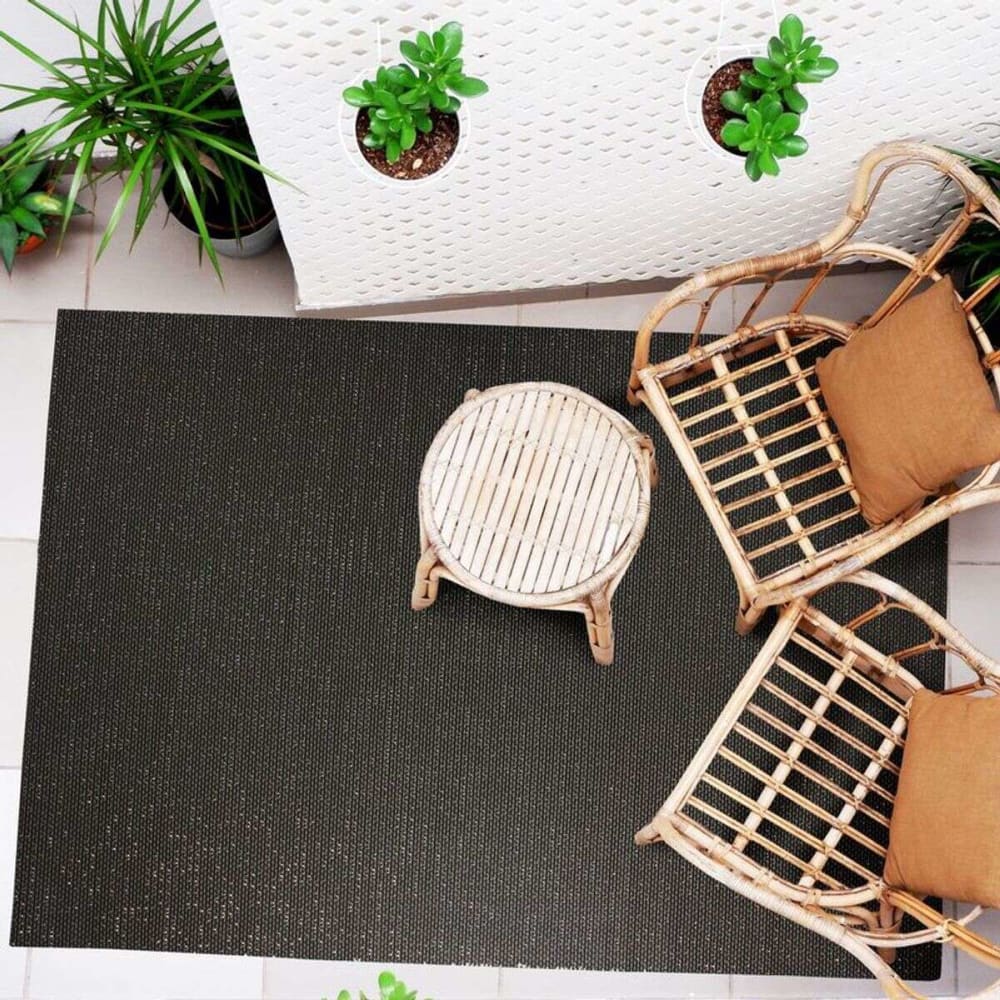 Alfombra de pvc brillante de interior/exterior negro 120x170