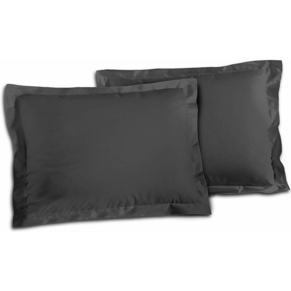 Taies d'oreiller en coton gris 50x70