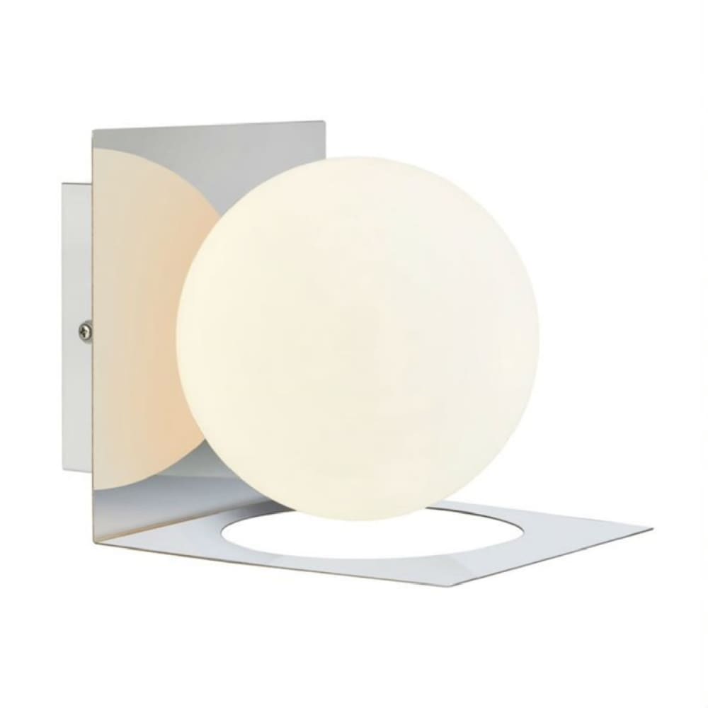 Applique de salle de bain métal argent/verre dépoli D12cm