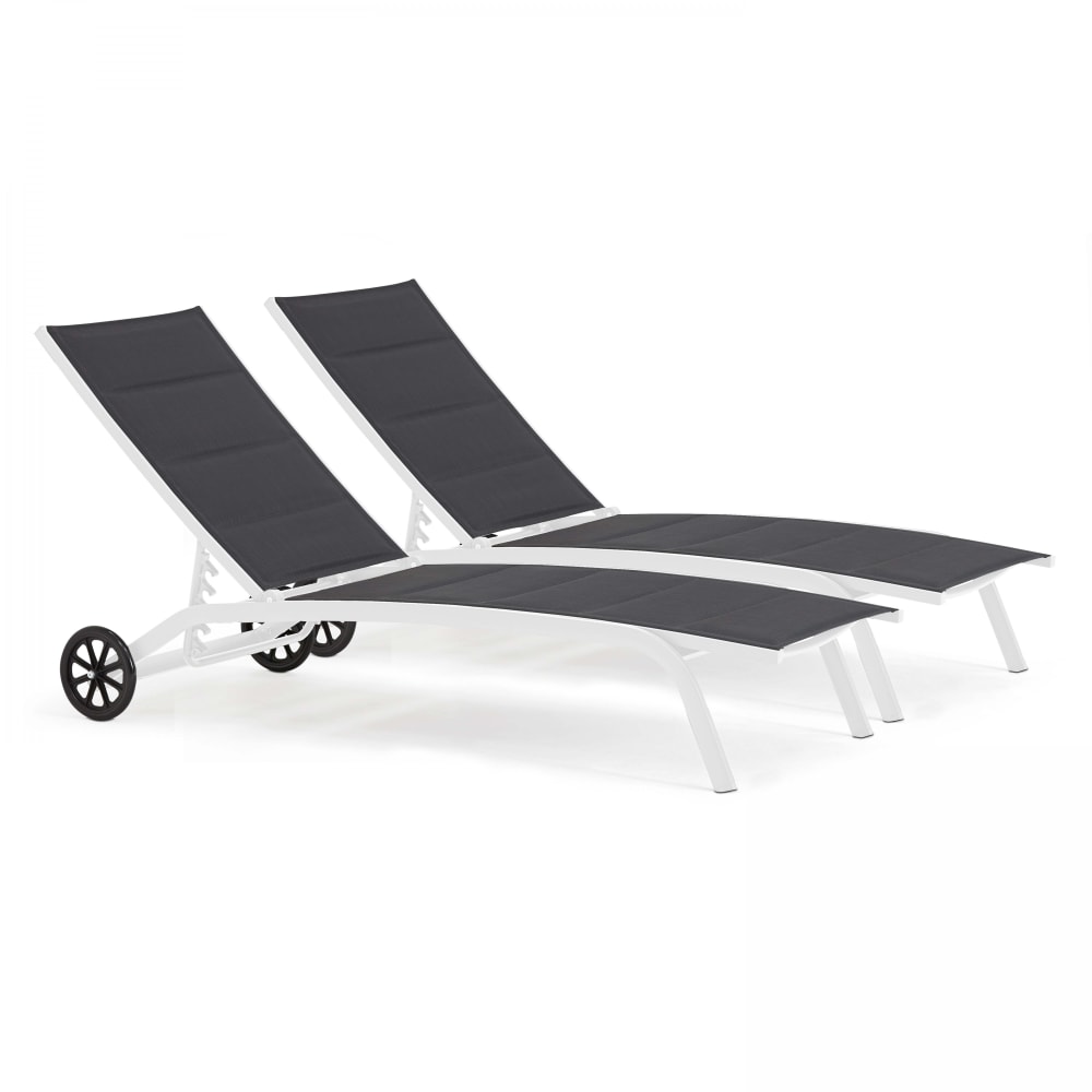 Lot de 2 bains de soleil en aluminium blanc