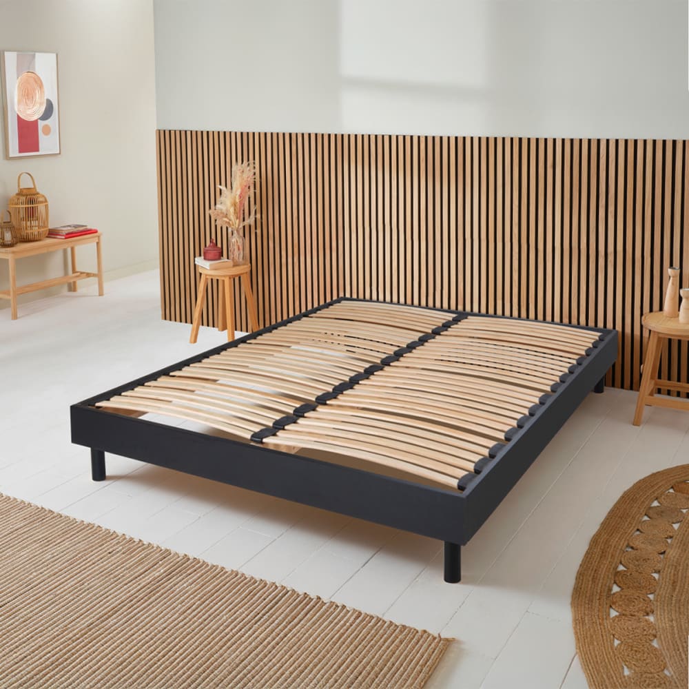 Maison Aubertin Sommier en kit lattes noir 180x200 style classique chic - Bois