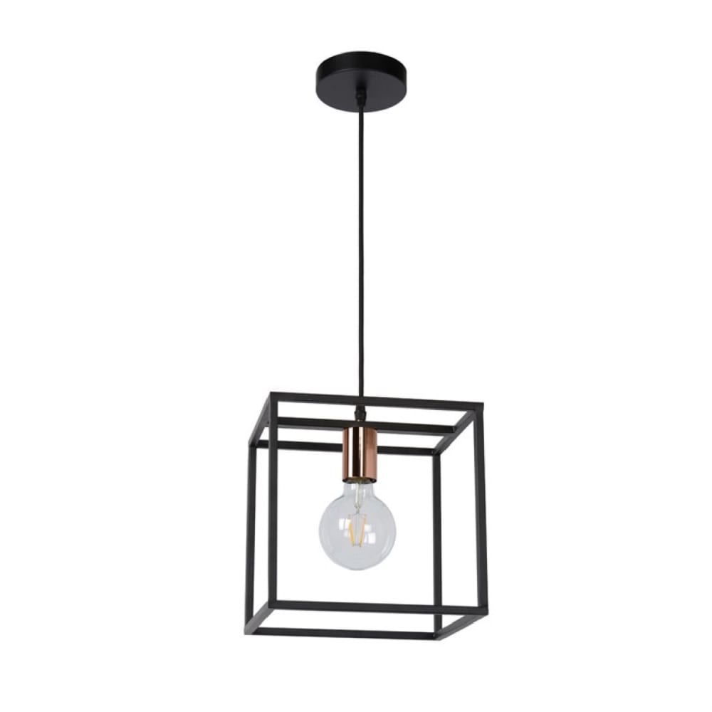 lampara de techo cuadrado en metal negro 35cm