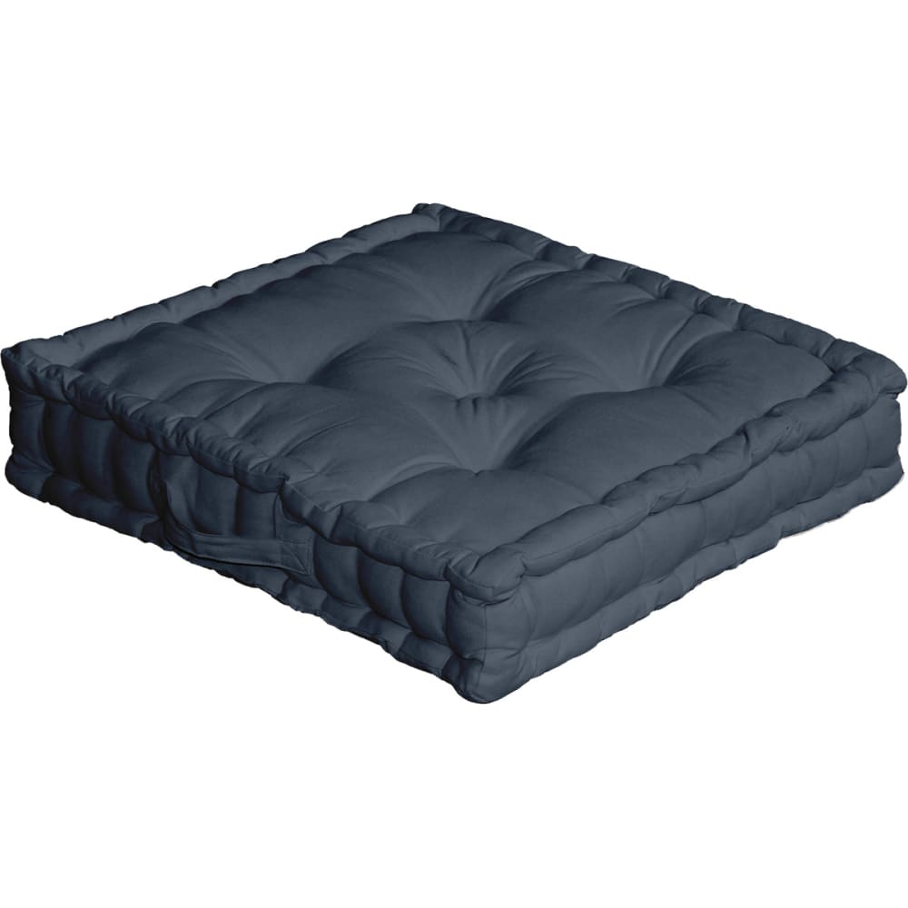 Coussin de sol uni en pur coton gris foncé 50x50x10 cm