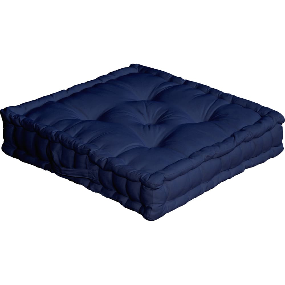 Coussin de sol uni en pur coton bleu marine 50x50x10 cm
