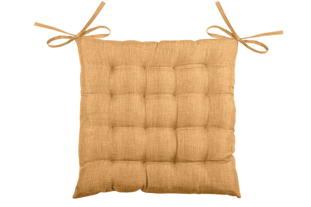 Galette de chaise unie en 16 points polyester jaune ocre 40x40 cm - Maisons du Monde