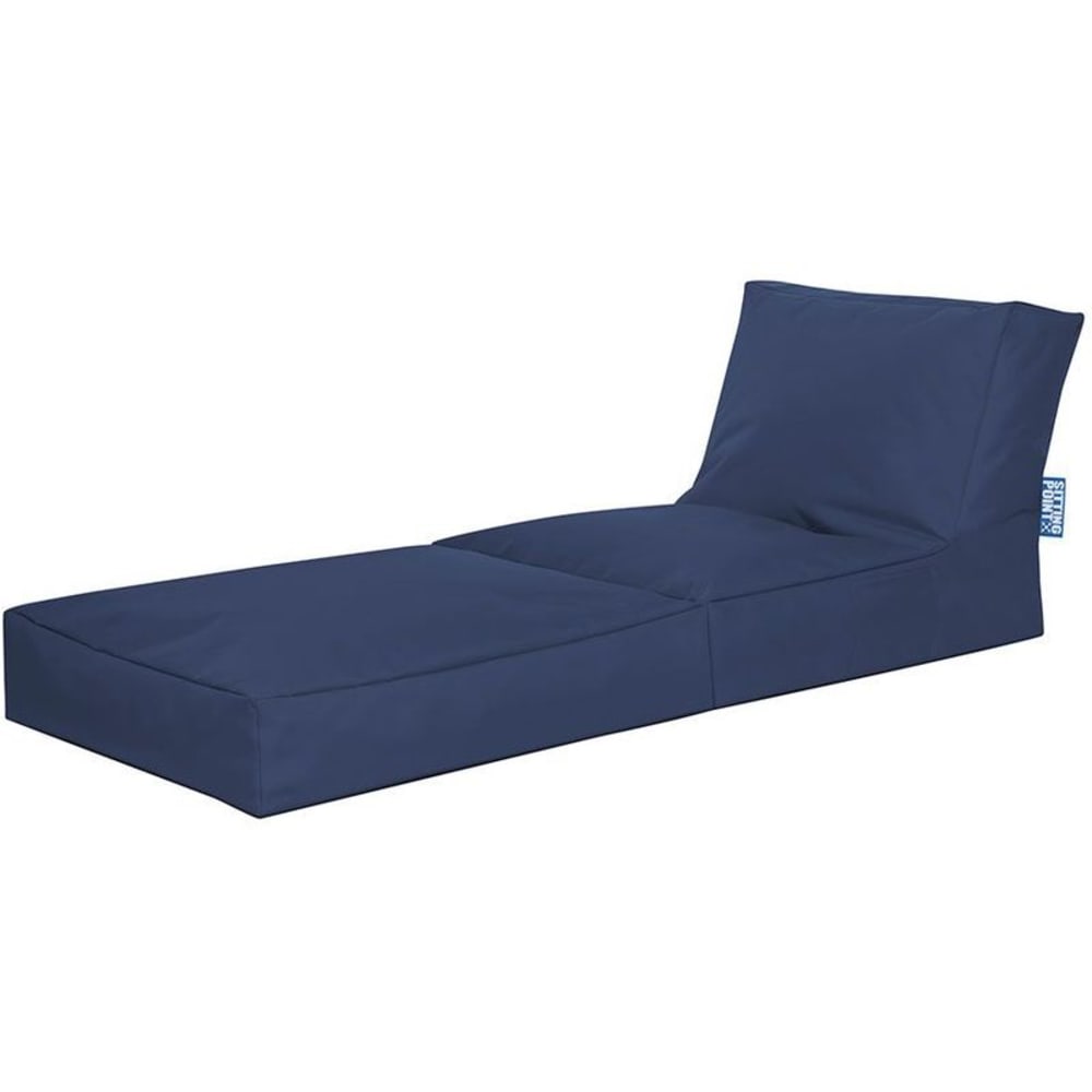 Pouf extérieur uni bleu marine avec dossier dépliable 70x80x90