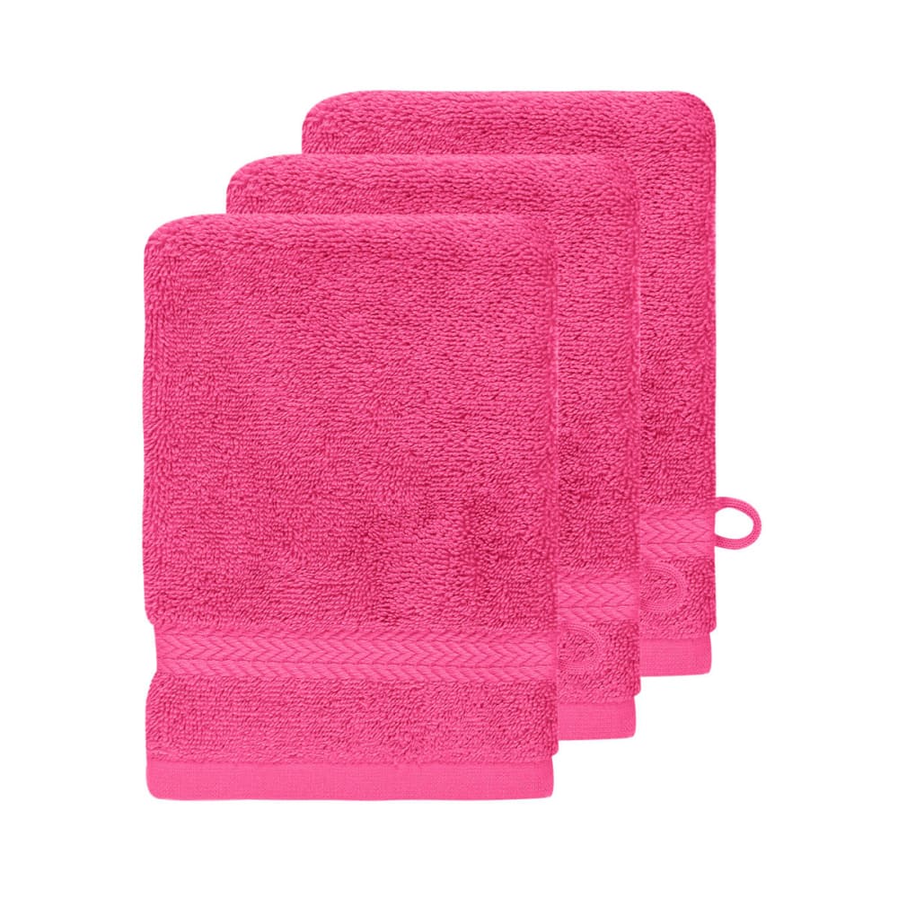 Llot de 3 gants de toilette 550 g/m² rose indien 16x22 cm