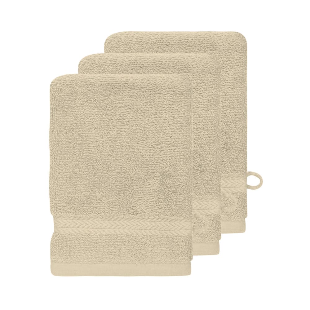 Llot de 3 gants de toilette 550 g/m² ficelle 16x22 cm